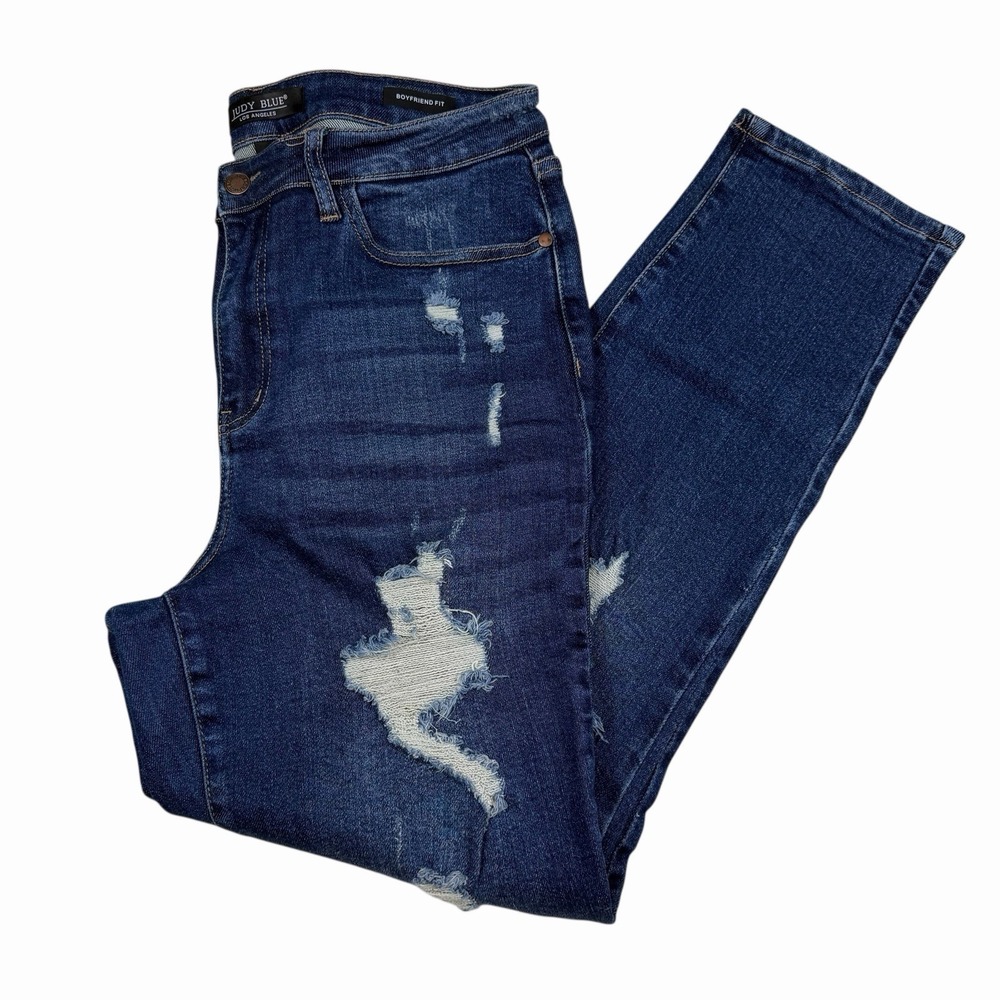Judy Blue Jeans‎ Size 11/30 Boyfriend Fit Stretch Thrashed Ripped Distressed